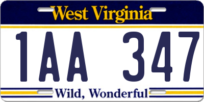 WV license plate 1AA347