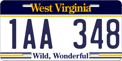 WV license plate 1AA348