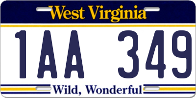 WV license plate 1AA349