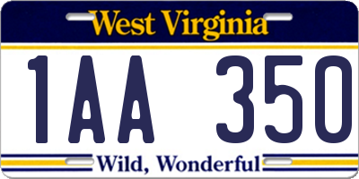 WV license plate 1AA350