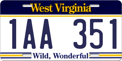 WV license plate 1AA351