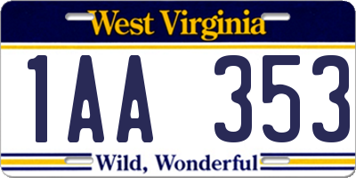 WV license plate 1AA353
