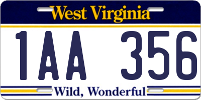 WV license plate 1AA356