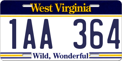 WV license plate 1AA364