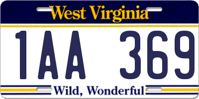 WV license plate 1AA369