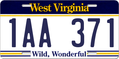 WV license plate 1AA371