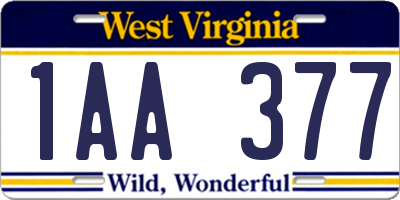 WV license plate 1AA377