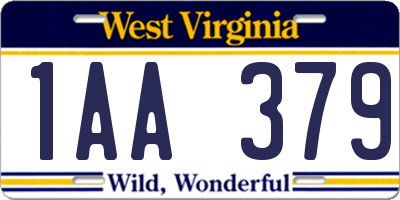 WV license plate 1AA379