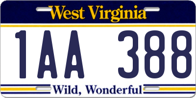 WV license plate 1AA388