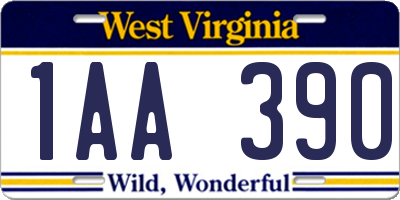 WV license plate 1AA390