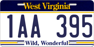 WV license plate 1AA395