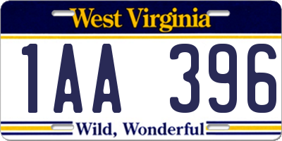 WV license plate 1AA396