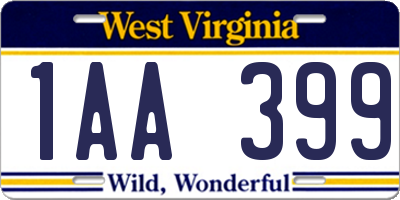 WV license plate 1AA399