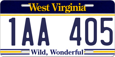 WV license plate 1AA405