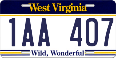 WV license plate 1AA407