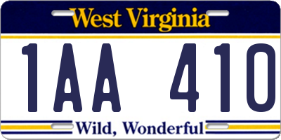 WV license plate 1AA410