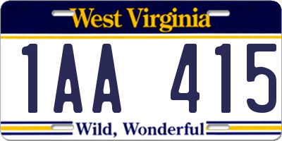 WV license plate 1AA415