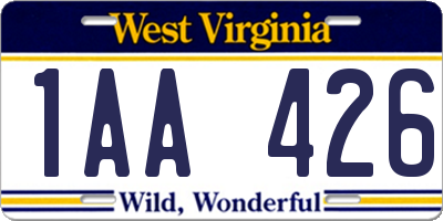 WV license plate 1AA426