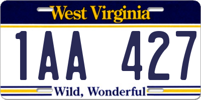 WV license plate 1AA427