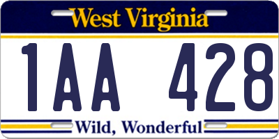 WV license plate 1AA428