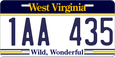WV license plate 1AA435