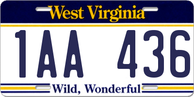 WV license plate 1AA436