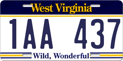 WV license plate 1AA437