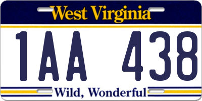 WV license plate 1AA438