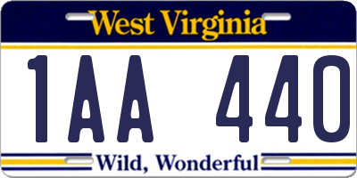 WV license plate 1AA440