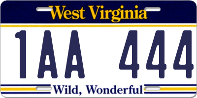 WV license plate 1AA444