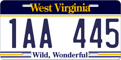 WV license plate 1AA445