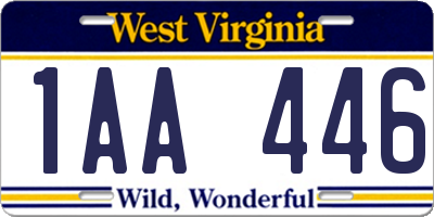 WV license plate 1AA446