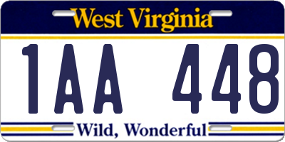 WV license plate 1AA448