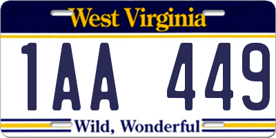 WV license plate 1AA449