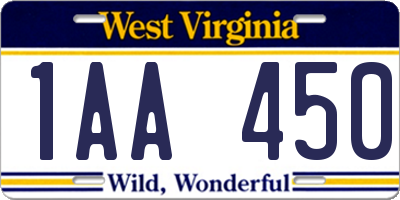 WV license plate 1AA450