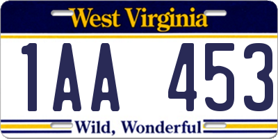 WV license plate 1AA453