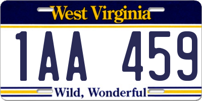 WV license plate 1AA459