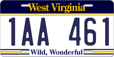 WV license plate 1AA461