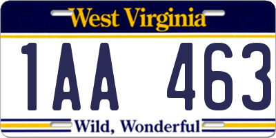 WV license plate 1AA463