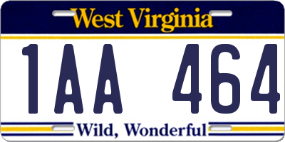 WV license plate 1AA464