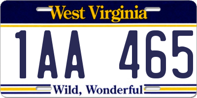 WV license plate 1AA465