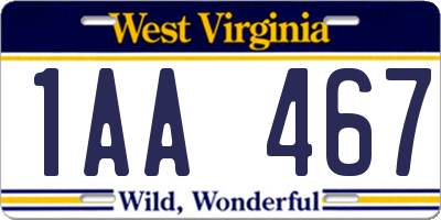 WV license plate 1AA467