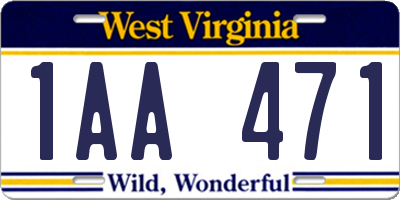 WV license plate 1AA471