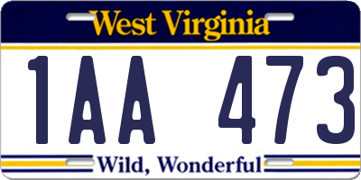 WV license plate 1AA473