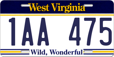 WV license plate 1AA475