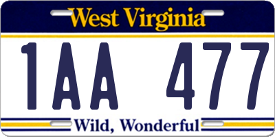 WV license plate 1AA477