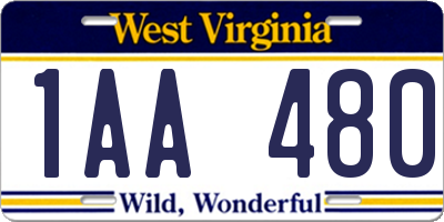 WV license plate 1AA480