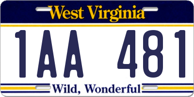 WV license plate 1AA481