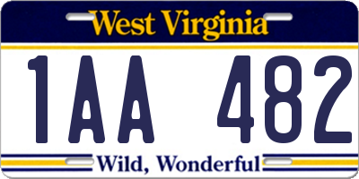 WV license plate 1AA482