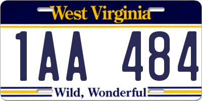 WV license plate 1AA484